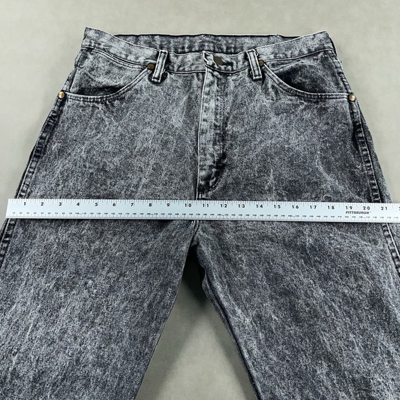 Vintage Wrangler Jeans Mens 34x34 Gray Acid Wash Straight Leg 13MWZ (Fits 31x33) - Picture 10 of 14